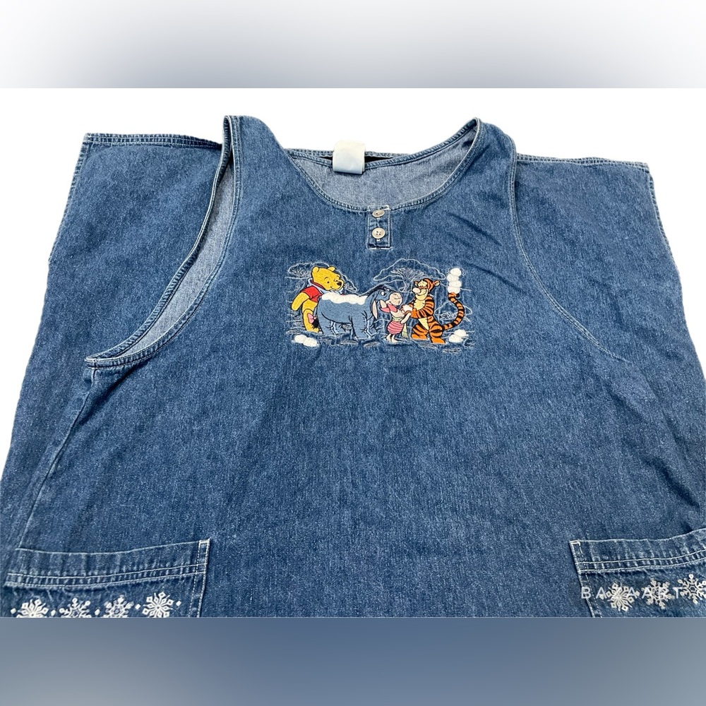 Vintage Women’s Disney Winnie The Pooh Denim  Jumper Dress Long
